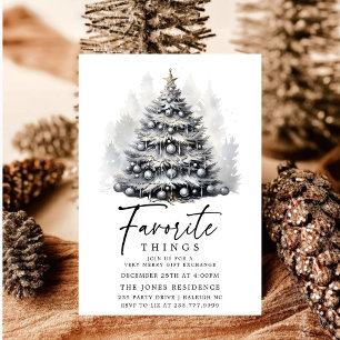Modern Zwart Wit Kerstboom Favoriete Dingen Kaart