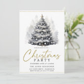 Modern Zwart & Wit Kerstboom Party Goud Kaart (Staand voorkant)