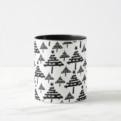 Modern zwart wit kerstboom patroon mok (Midden)