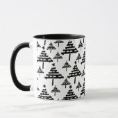 Modern zwart wit kerstboom patroon mok (Links)