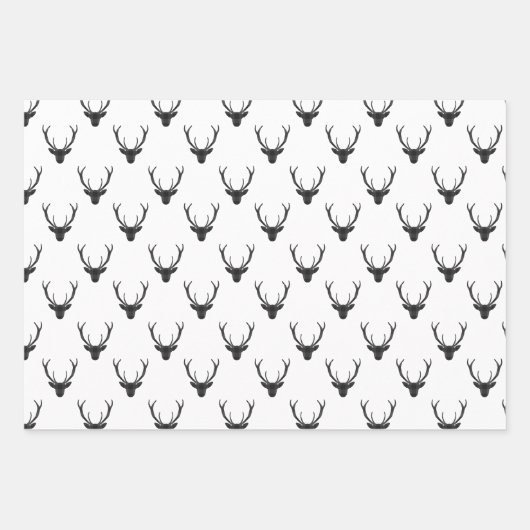 Modern Zwart & Wit Kerstmis Plaid & Rendier Inpakpapier Vel (Voorkant 2)