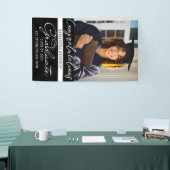 Modern zwart-wit klasse van 2025 Afstudeerder Pet  Spandoek (Beurs)