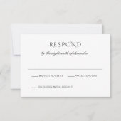Modern zwart-wit klassiekers bruiloft RSVP kaartje (Voorkant)
