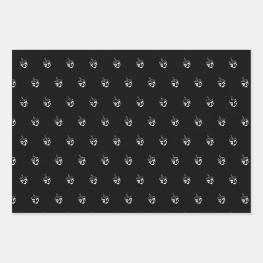 Modern zwart wit marine dreidel patroon Chanoeka Inpakpapier Vel (Voorkant)