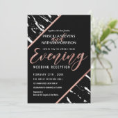 Modern zwart wit marmer Roos gouden chique avond Kaart (Staand voorkant)