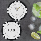 Modern Zwart Wit Martini Drink Voucher Bruiloft Poker Chips