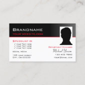 Modern Zwart Wit met Monogram en Photo Classic Visitekaartje (Achterkant)