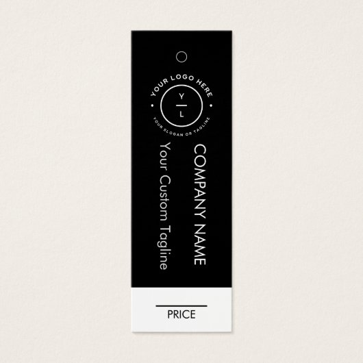 Modern Zwart Wit Minimal Company Logo Prijs Label Mini Visitekaartjes (Voorkant)