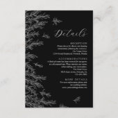 Modern zwart wit Minimal Leaves Wedding Details Informatiekaartje (Voorkant)