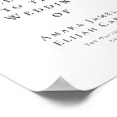 Modern Zwart & Wit Minimal Wedding Welkomstbord Poster (Hoek)