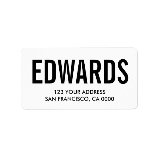 Modern zwart-wit minimalistisch adres etiket (Voorkant)