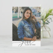 Modern zwart-wit minimalistisch Afstuderen met 4 f Kaart (Staand voorkant)