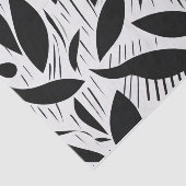 Modern zwart-wit minimalistisch bladpatroon tissuepapier (Detail)