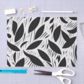 Modern zwart-wit minimalistisch bladpatroon tissuepapier (Craft)