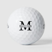 Modern zwart-wit minimalistisch monogram golfballen (Voorkant)