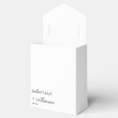 Modern zwart-wit minimalistisch script bruiloft bedankdoosjes (Geopend)