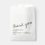 Modern zwart-wit minimalistisch script bruiloft bedankzakje (Voorkant)