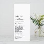 Modern zwart-wit minimalistisch script bruiloft programma (Staand voorkant)