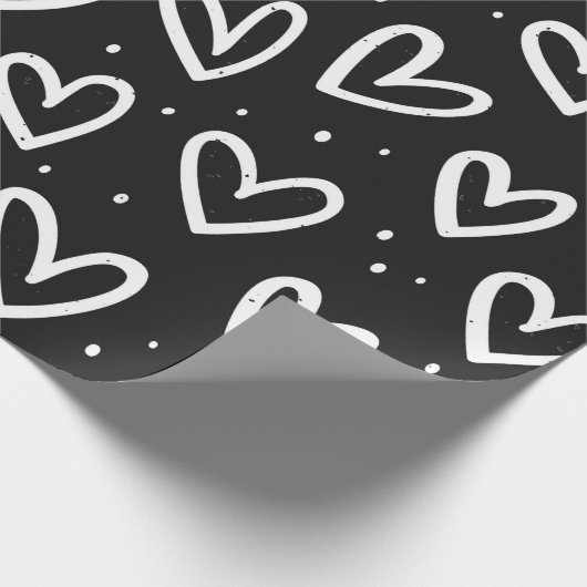 Modern zwart-wit model voor tandheelkundig hart cadeaupapier (Hoek)