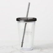 Modern zwart-wit monogram acryl drinkbeker (Achterkant)
