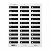 Modern zwart-wit monogram adres etiket (Full Sheet)