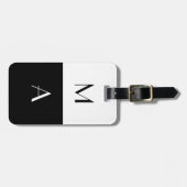 Modern zwart-wit monogram bagagelabel (Voorkant horizontaal)