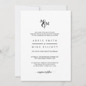 Modern zwart-wit monogram bruiloft uitnodiging (Voorkant)