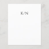 Modern zwart-wit monogram budget bruiloft flyer (Achterkant)