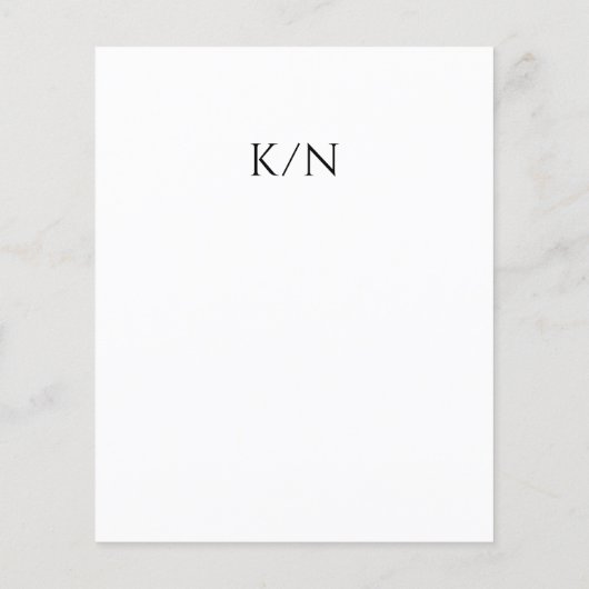 Modern zwart-wit monogram budget bruiloft flyer (Achterkant)