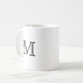 Modern zwart-wit monogram koffiemok (Voorkant links)