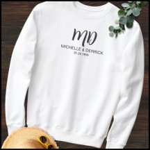 Modern zwart-wit monogram man & vrouw naam