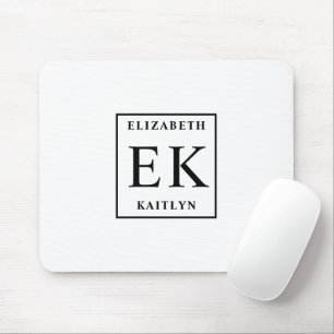 Modern zwart-wit monogram muismat