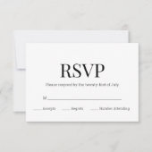 Modern Zwart Wit Monogram RSVP (Voorkant)