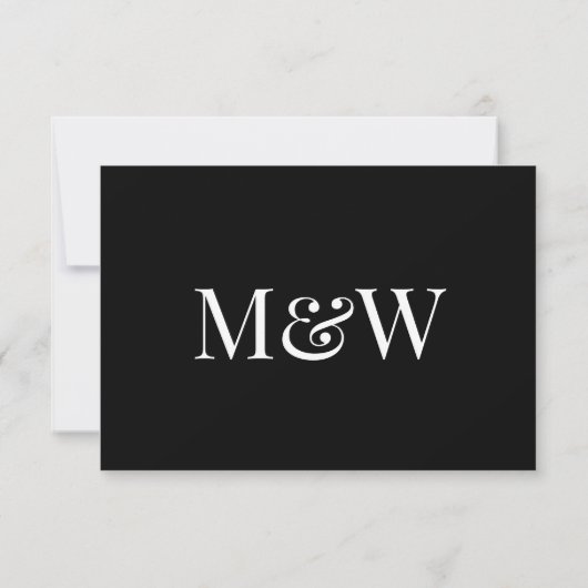 Modern Zwart Wit Monogram RSVP (Achterkant)