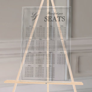 Modern zwart-wit monogram Script Trouwstoel Acryl Bord