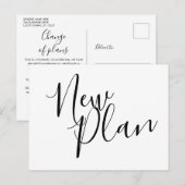 Modern zwart-wit nieuw plan uitgesteld evenement briefkaart (Voorkant / Achterkant)
