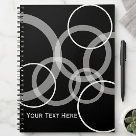Modern zwart-wit ontwerp met overlappende cirkels notitieboek