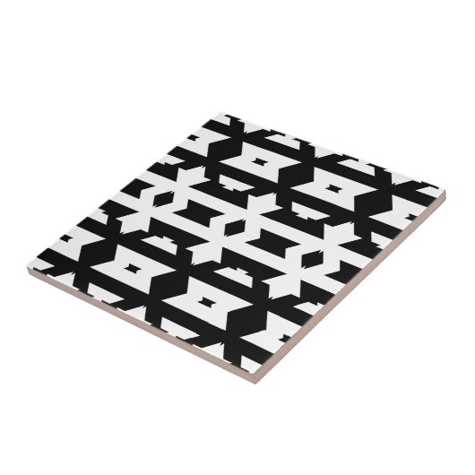 Modern zwart-wit op Art Geometric Pattern Tegeltje (Zijkant)