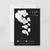 Modern zwart-wit orchidee bruiloft RSVP Kaartje (Voorkant)