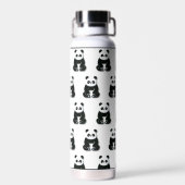 Modern zwart-wit Panda Beer Pattern Waterfles (Achterkant)