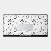 Modern zwart-wit panda patroon bureaumat (Keyboard & Muis)