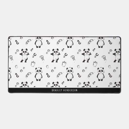Modern zwart-wit panda patroon bureaumat (Voorkant)