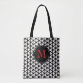Modern zwart wit patroon Elegant Monogram Draagtas (Voorkant)