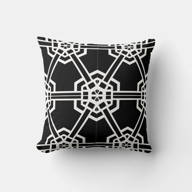 modern zwart - wit patroon kussen (Voorkant)