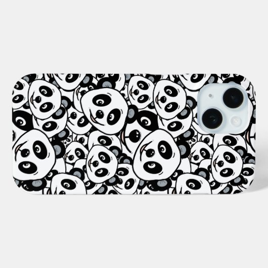 Modern zwart-wit patroon van een knuffelbare panda Case-Mate iPhone case (Achterkant (horizontaal))