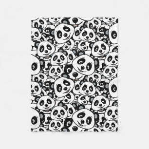 Modern zwart-wit patroon van een knuffelbeer panda fleece deken
