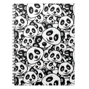 Modern zwart-wit patroon van een knuffelbeer panda notitieboek