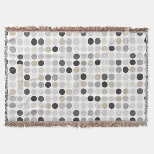 Modern zwart wit polka dots patroon monogram deken