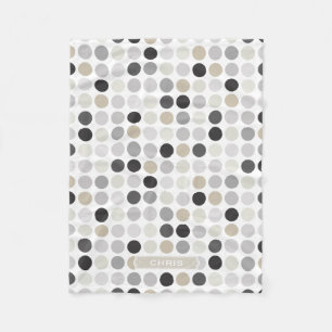 Modern zwart wit polka dots patroon monogram fleece deken