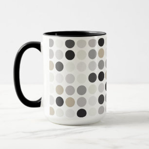 Modern zwart wit polka stippen patroon monogram mok